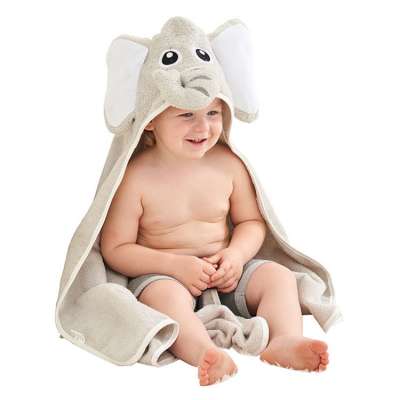 Hot selling new design elephant baby hooded bath towel baby towel with hood